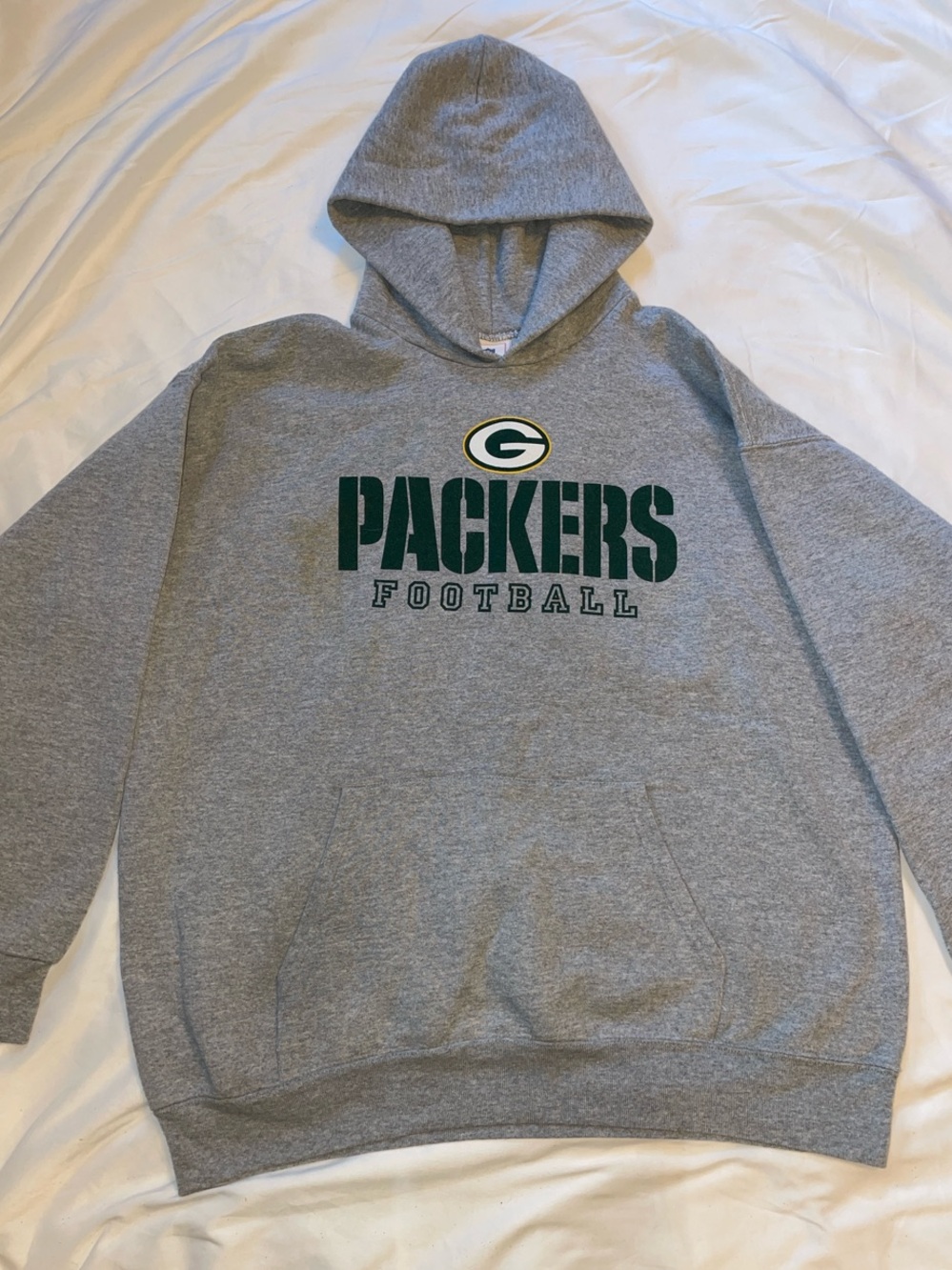 NFL Gray Hooded Packers Sweatshirt with Green and Gold Logo